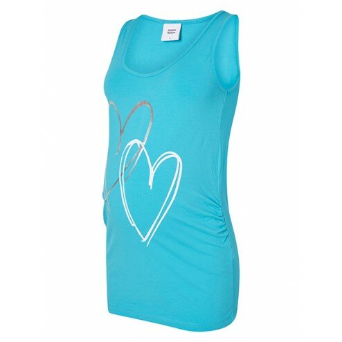 Heart foil jersey tank top Peacock blue