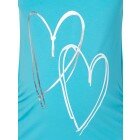 Heart foil jersey tank top Peacock blue