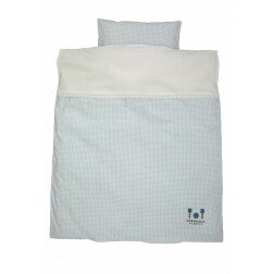 Bäddset spjälsäng Gingham eko blått