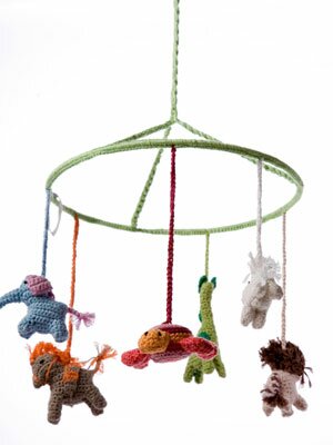 Mobil med virkade djur