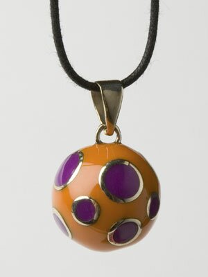Orange bola with purple dots