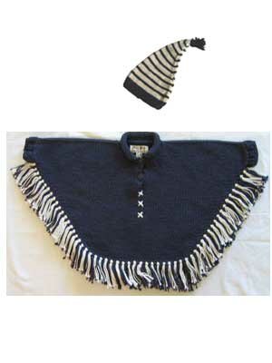 Navajo Fringe Poncho svart/vit + m�ssa